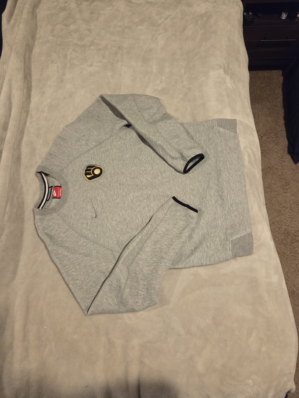 Milwaukee Brewers Campus Nike Men’s Light Gray Crewneck Sweatshirt